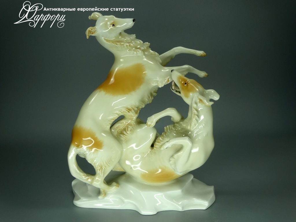 Купить фарфоровые статуэтки Hutschenreuther, Играющие борзые, Германия
